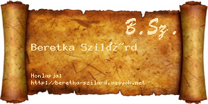 Beretka Szilárd névjegykártya